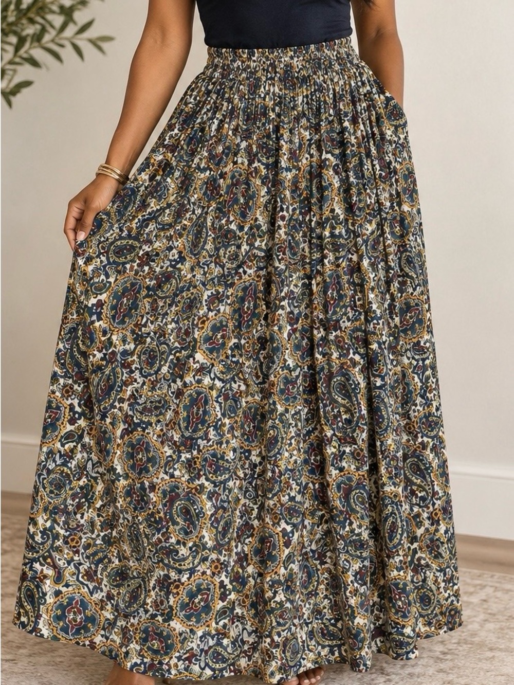 Compagnie International Express Vintage Paisley Skirt in Multi-Color